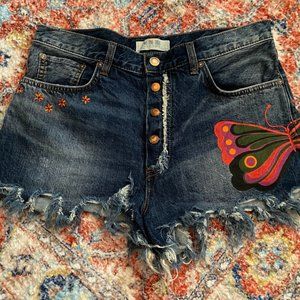 HIGH RISE FREE PEOPLE JEAN BUTTERFLY SHORT